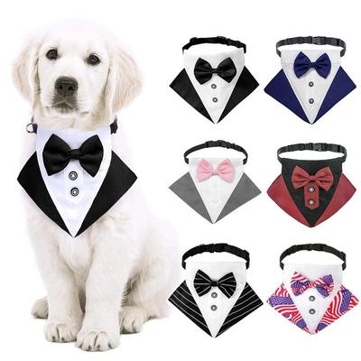 Dog Tuxedo Bandana Collar Pet Wedding Bow Tie Scarf Adjustable Dog Neckerchief Bowtie Collar Black Pet Formal Costume for Puppy