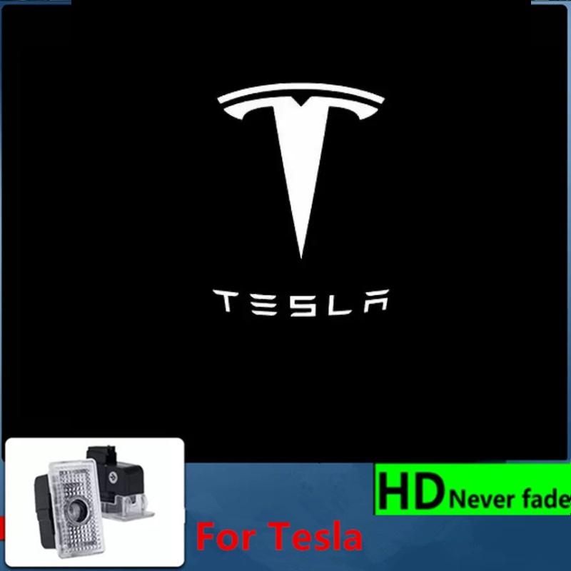 2pcs Car Door Light Projector Welcome Light For Tesla Model Y 3 X S Logo Light