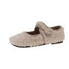 Fashion Autumn Woolen Fur Women Warm Cotton Flats Shoes Concise Outdoor Soft Sole Shoes Ladies Comfort Mary Jane Shoes