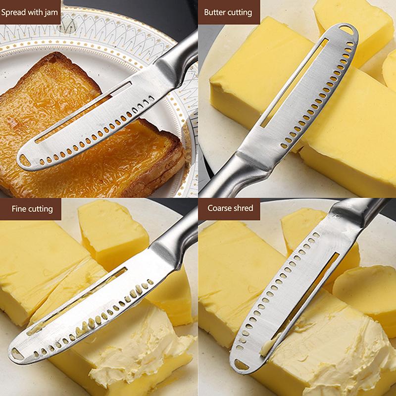 Nůž na máslo 3v1 Nůž na máslo z nerezové oceli Sýrový dezert Nátěr na džem Škrabka na chléb Štípač na máslo