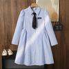Girls' Fashion Dress Autumn Children's School Style Casual Striped Long-sleeved Shirt Dress
