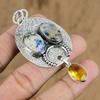 Sodalite Gemstone Citrine Sterling Silver Anniversary Handcrafted Trendy Pendant