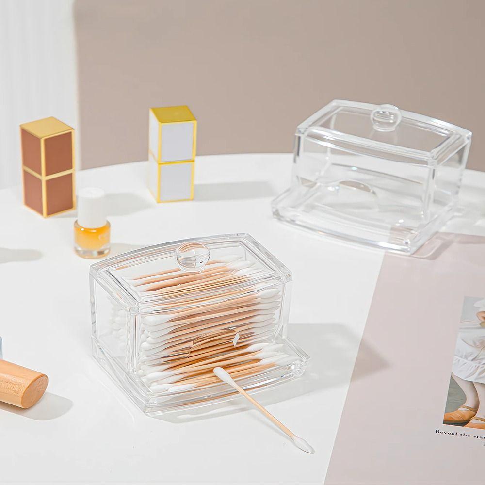 

Пластиковый ящик для хранения хлопка для снятия макияжа Прозрачный прозрачный настольный ящик для хранения комнаты