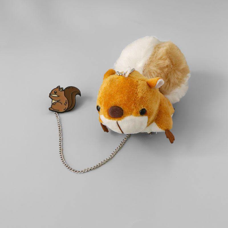 

Cartoon Cute Brooch Decoration Badge Little Squirrels Japanese Style Plush Doll Doll Pendant Chain Pin Ornament Light brown squirrel [Stuffed + chain]]