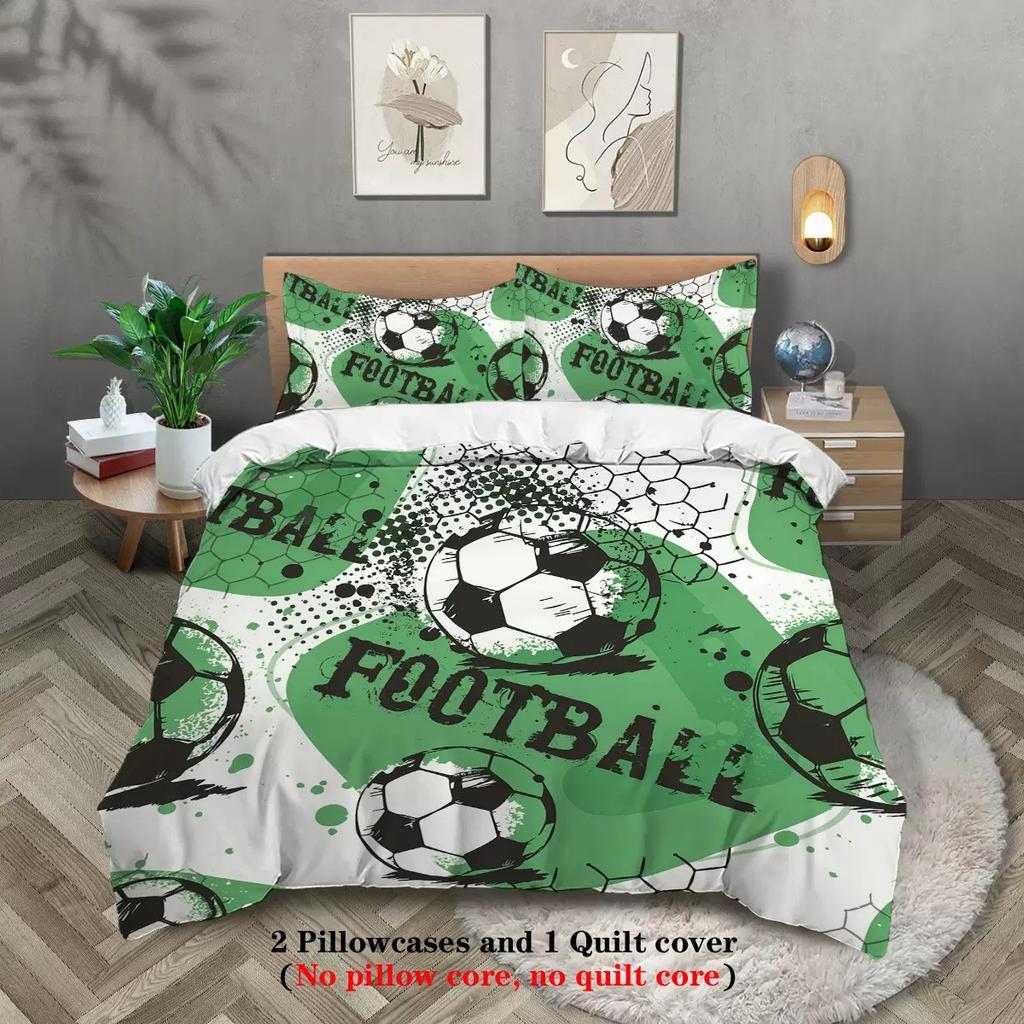 Bedding Three-Piece Set 3D Digital Printing Ink Splashing Football Quilt Cover Three (Four)