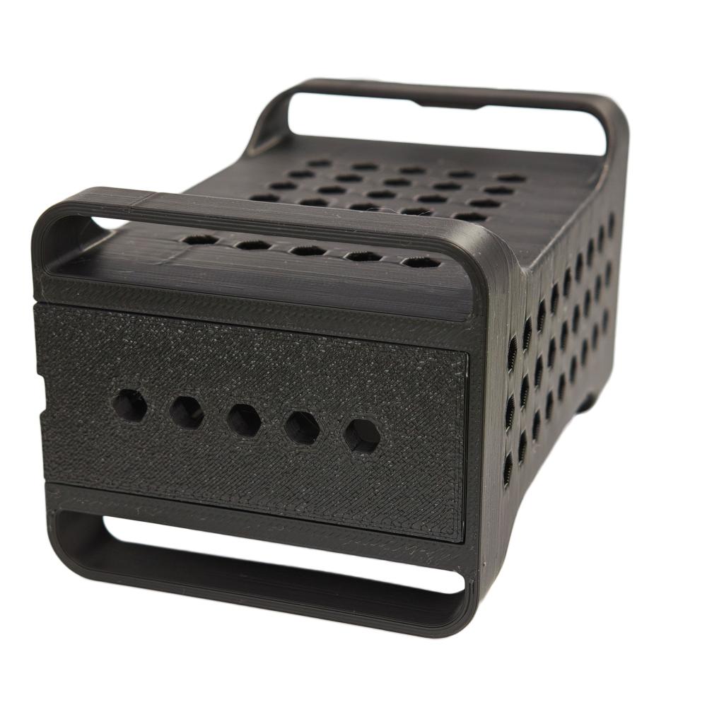 for Samsung T7 SSD Holder 3D-Printed, Matte Black – Secure Storage Case with Slide-Out Cover, Cooling Vents & Type-C Cable Slot