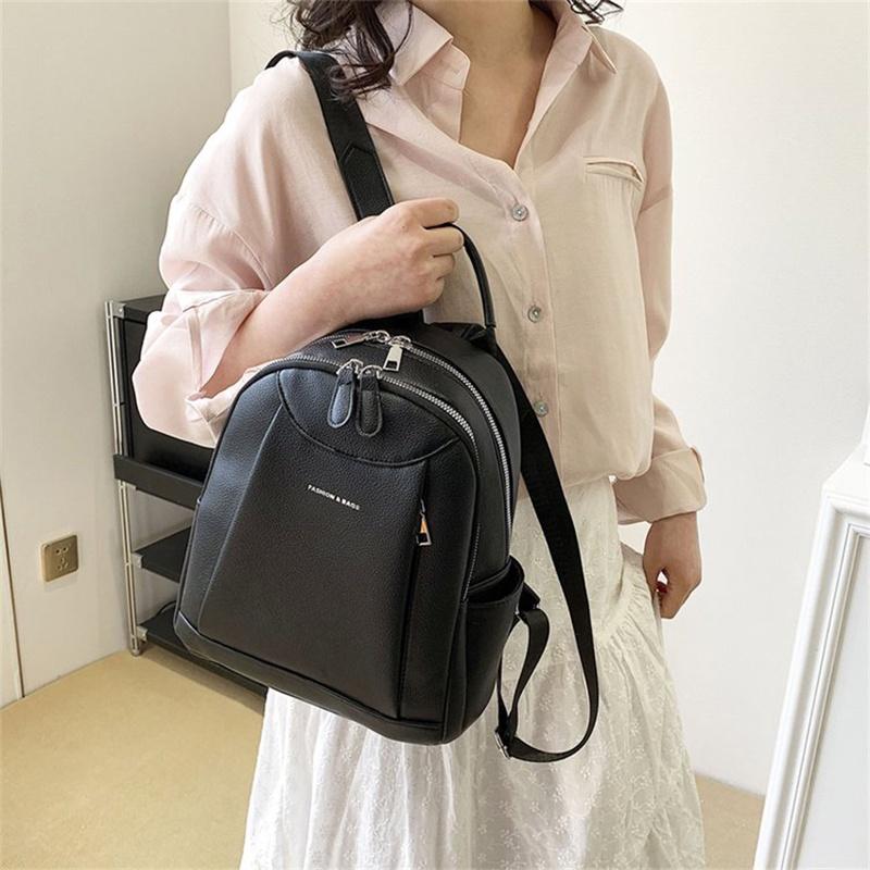 IELGY Women's All-match Korean Style Fashion Large-capacity Casual Lychee Pattern Backpack