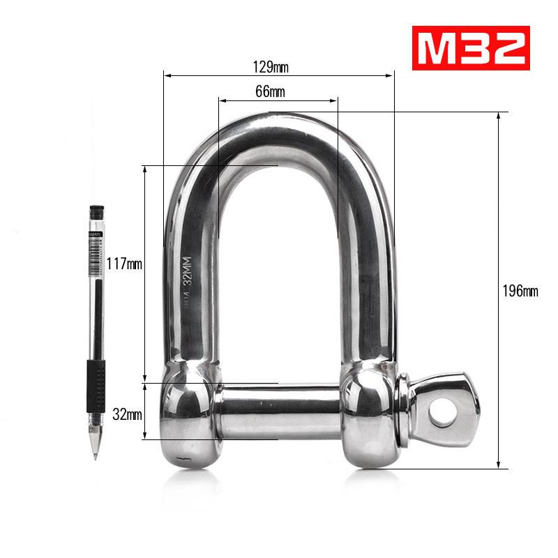 304 Stainless Steel Bow Shackle - Tow Hook, Marine Rope Ring, Chain Lifting Rigging Connector