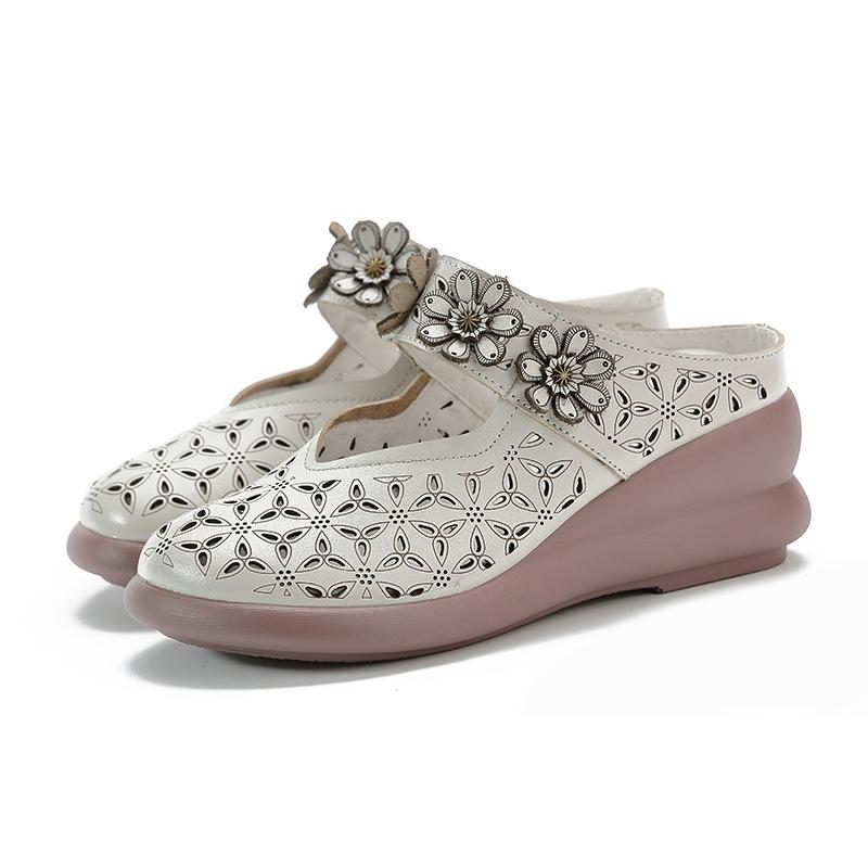 Pantofi cu platformă de vară pentru femei Sandale cu slip-uri Sandale din piele naturală Sandale respirabile Pantofi de femeie Pantofi 2024 Moale și confortabil