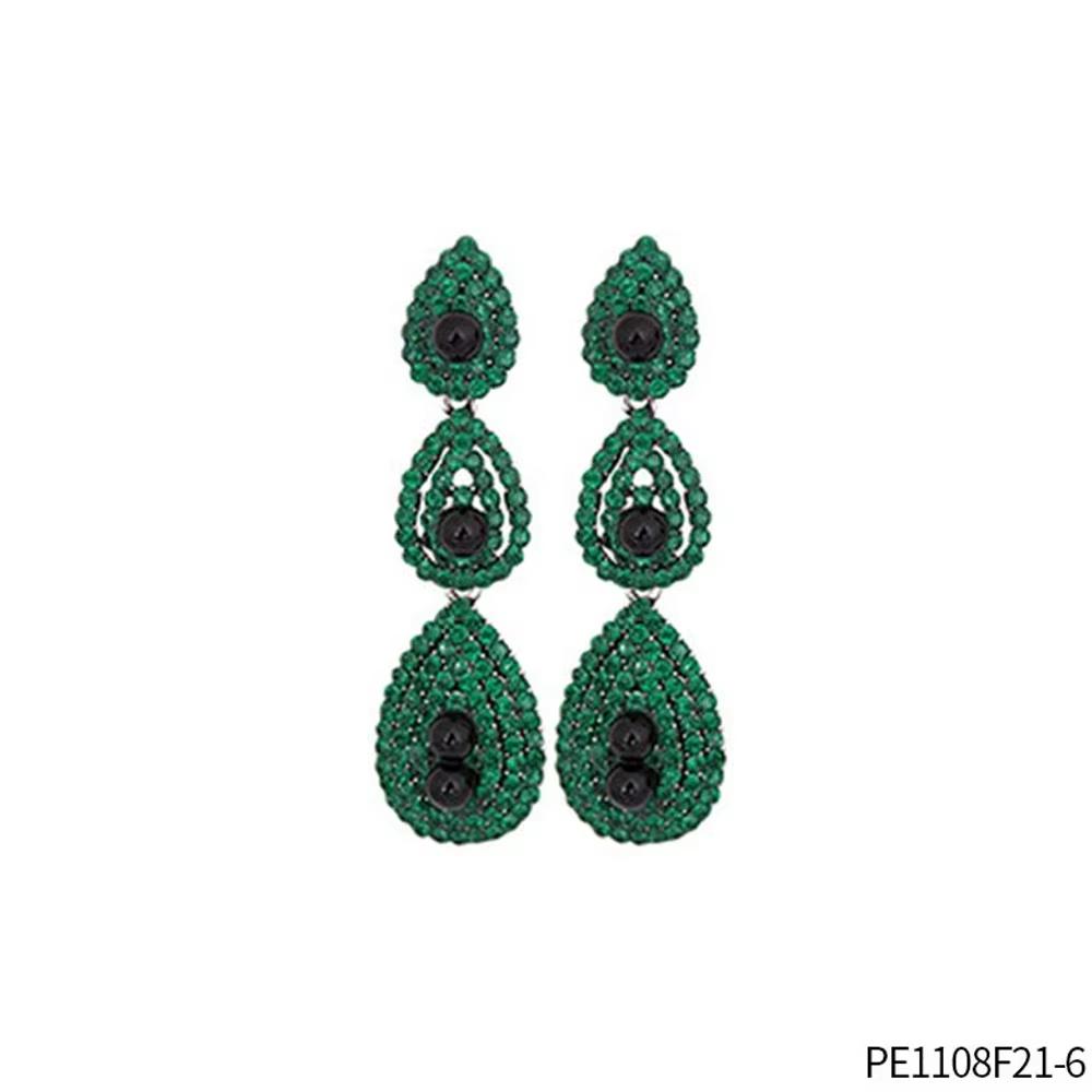 PESENAR 1920s Style Green Crystal Pearl Drop Earrings for Flapper Costume and Vintage Gatsby Accessory