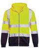 Fleece-lined Outdoor Sanitation Workwear Men's High Visibility Reflective Strip Zipper Color Blocking Hooded Sweatshirts