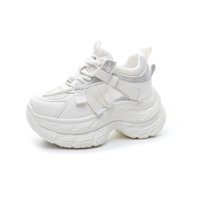Dad Shoes Women's Thick-soled Inner Height Increase Casual Versatile Color Matching Rhinestone Mesh Sports Women's Shoes