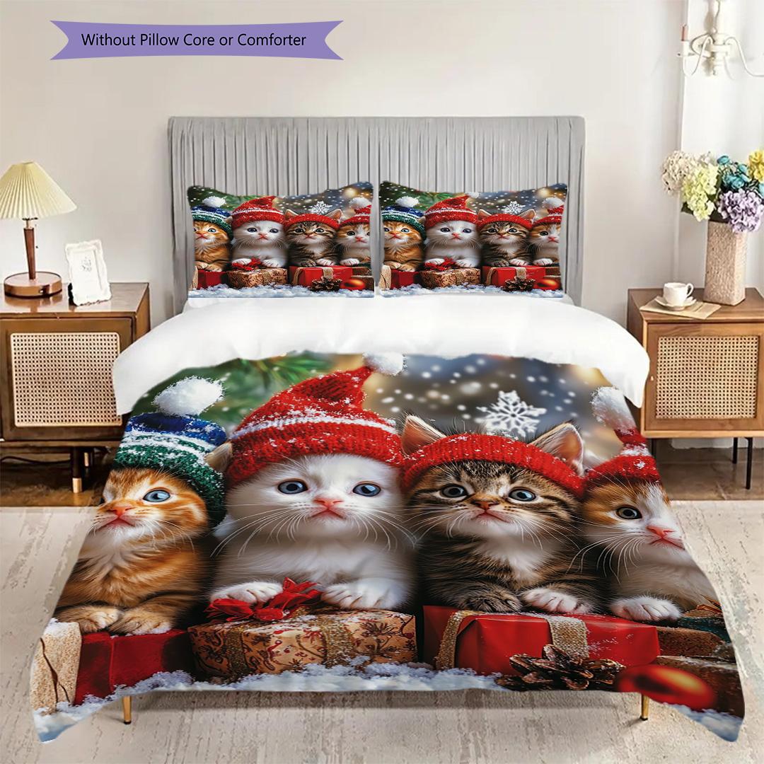 

Cat Pattern Bedding Quilt Set Quilt Cover Pillowcase Home Decoration Birthday Gift (1 * duvet cover + 2 * pillowcase, without core) 135x200cm