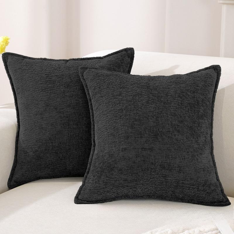 Large Size Thickened Chenille Throw Pillow Cover Removable Washable Solid Color Sofa Square Waist Cushion Case Home Decoration