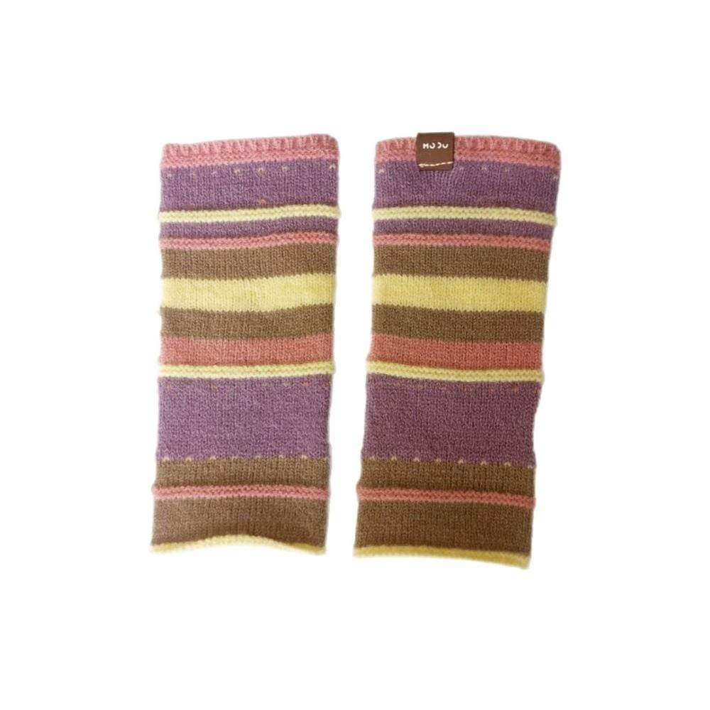 Soft Colorful Striped Fingerless Gloves Writing Work Gloves Retro Women Gloves Winter Wrist Glove