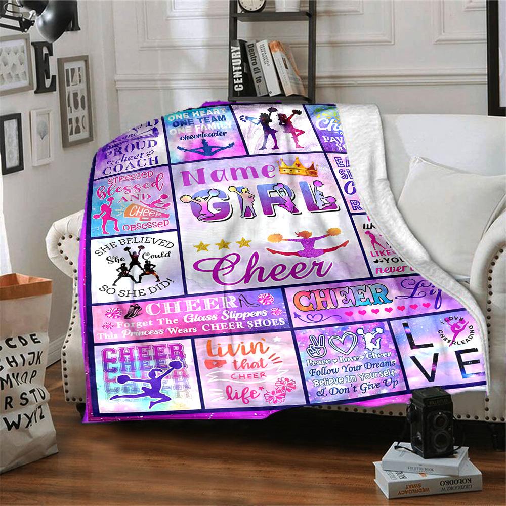 Cheerleading Theme Home Customize Your Name Blankets Comfortable Soft Lightweight Allseason Multipurpose Blanket For Picnics Sofas Offices Beds Living