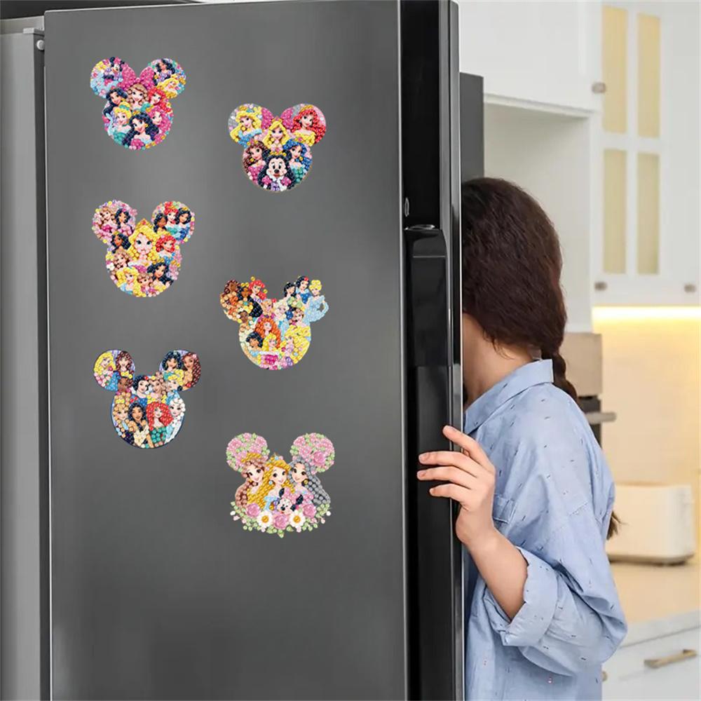 6Pcs The Combined Set Series Diamond Art Fridge Magnet Diamond Painting Refrigerator Magnet DIY Fridge Stickers for Fridge Whiteboards