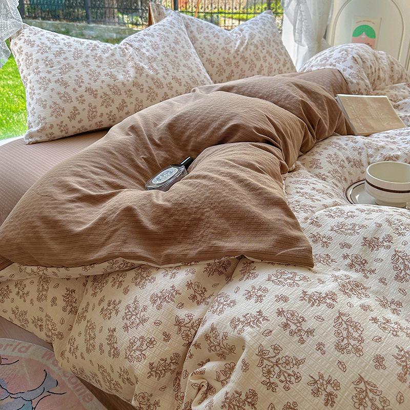 

Весенне-летний комплект из четырех предметов класса А для беременных и младенцев из стиранного хлопка для общежития, чисто хлопковое односпальное покрывало, шапка на кровать, постельное белье 2.0m Sheet 4pc quilt 2*2.4m