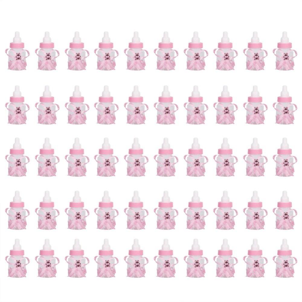 

50pcs Pink Candy Chocolate Bottles Reusable Blue Feeding Bottle Candy Box Mini Size Decorative Bottle Shaped Candy Box 5x5x5cm рожевий