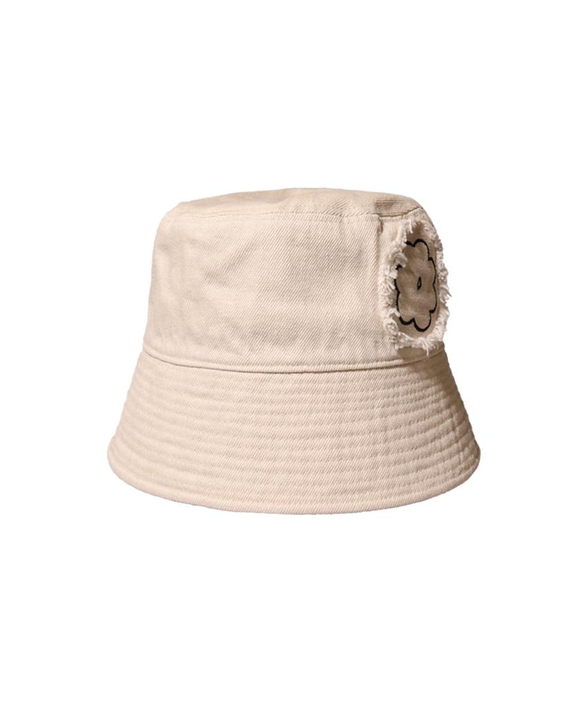 Elkebeullum Flower Patch Cotton Beige Bucket Hat