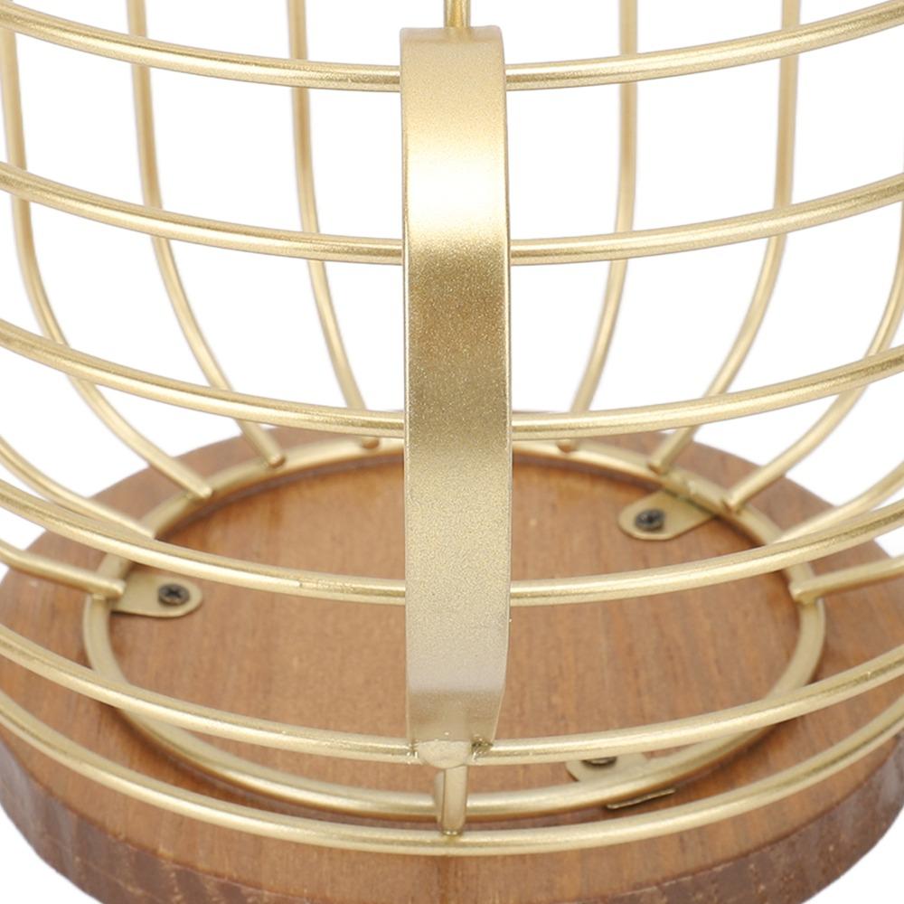 Large Capacity Coffee Pod Holder Anti-Slip Design Mug Shape Coffee Capsule Storage Basket Solid Wood Base Wire Basket