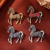 Classic Rhinestone Horse Brooches For Women Zodiac Animal Lapel Pins Casual Party Accessories New Year Gifts Friends