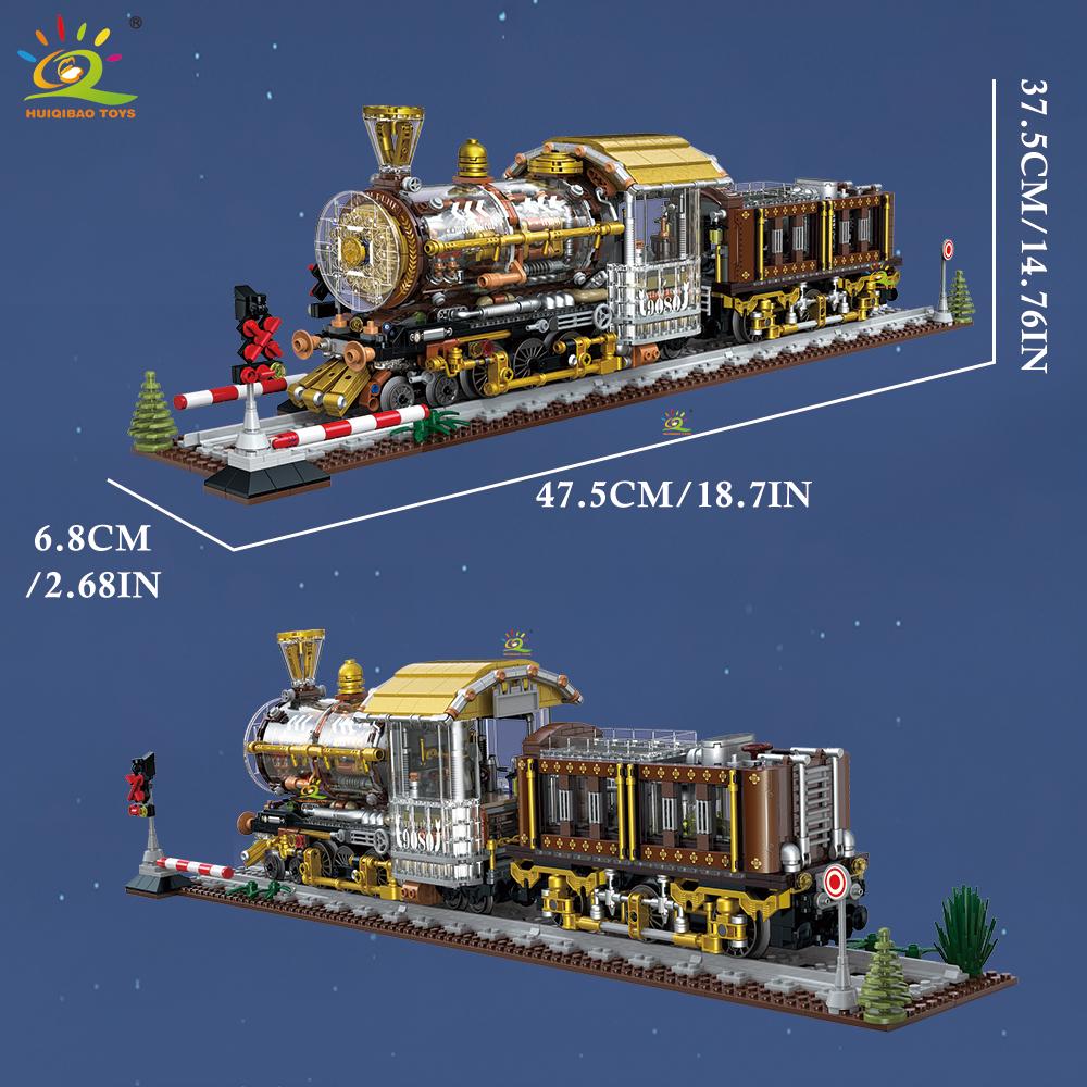 HUIQIBAO 1958PCS MOC Punk Mechanical Train Model Building Block Brick Construction Toy For Children Desk Home Decoration