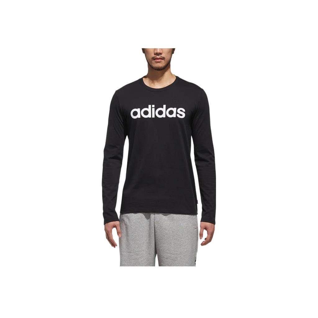 Adidas Logo Print Crew Neck Long Sleeve T-Shirt Men Tops Black DM4271
