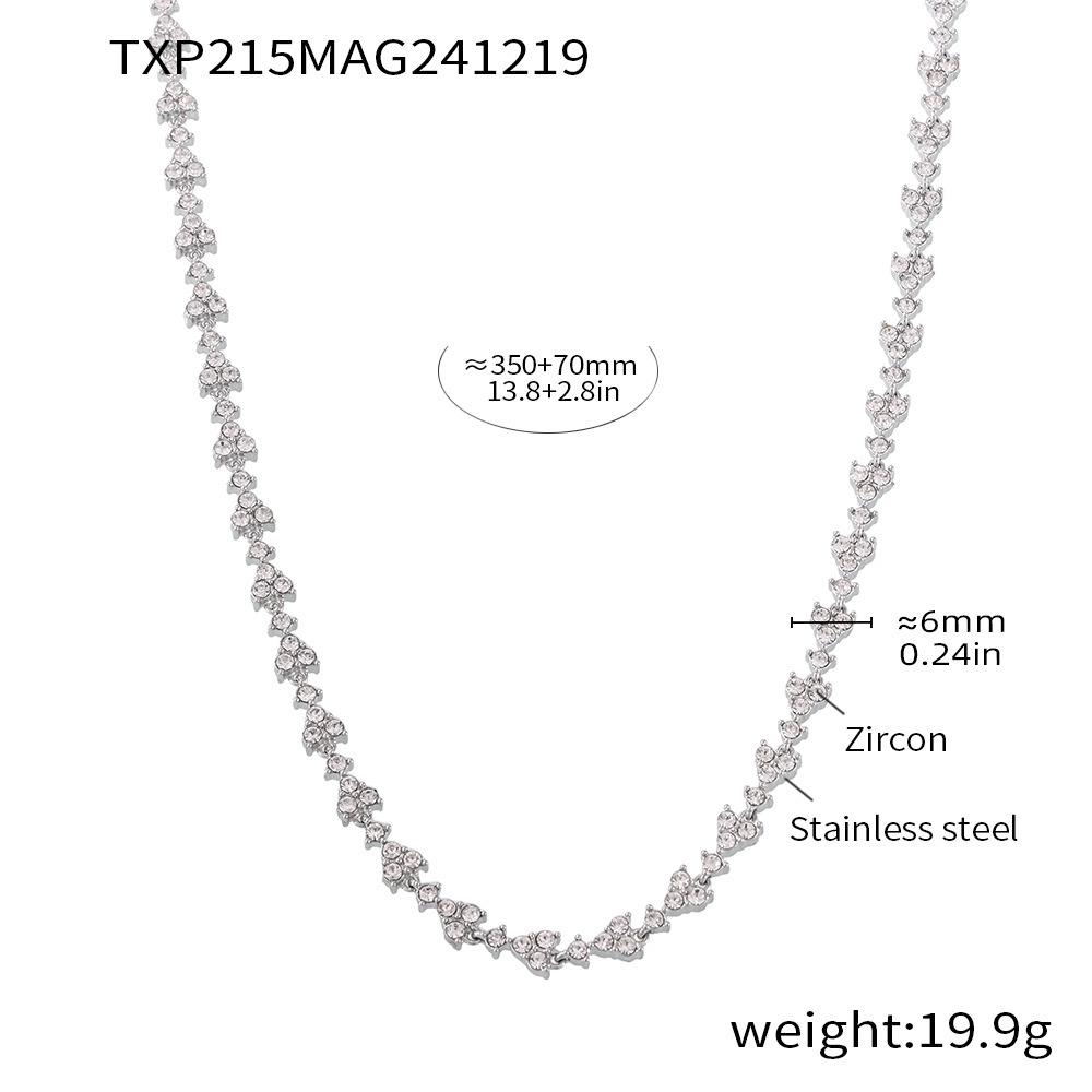 Qiong Yao Full Diamond Bougainvillea Handmade Necklace with Colorful Zircon, 18K Gold-Plated Stainless Steel Chain.