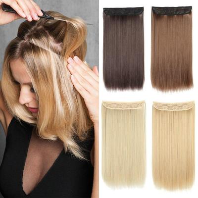 No Clip Women Hair Extension Curly Straight Synthetic Wire Fiber Hairpieces Adjustable Transparent Wire Hair Extensions