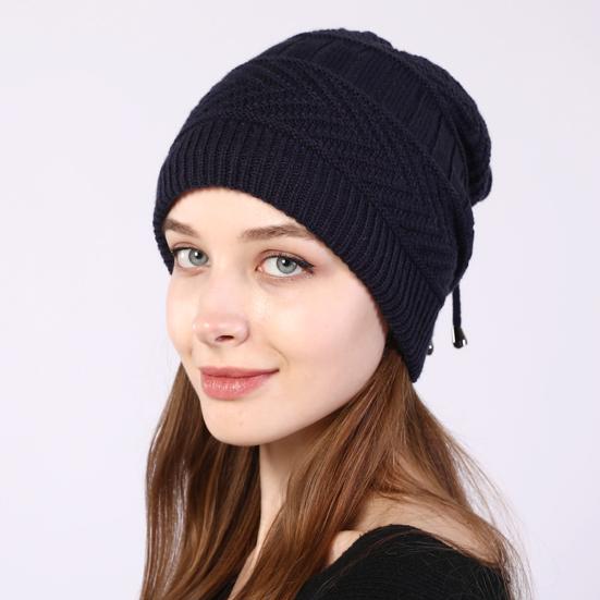 Beanie Hat Solid Color Adjustable Autumn Winter Plush Lining Windproof Hat Scarf for Outdoor