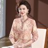 Mom's Elegant Summer Long-Sleeve Blouse - Chinese & National Style for Middle-Aged Women