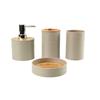 4 Piece Bathroom Storage Set No Metal Organizers With Textured Bamboos Lid For Vanities Countertop