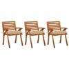 VidaXL Garden Dining Chairs with Cushions 3 Pcs Solid Acacia 3060835