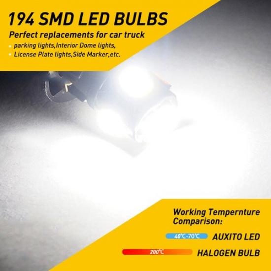 10x T10 LED Bulb Canbus Error Free Car Wedge Dome Map Light Super White 194 EXV
