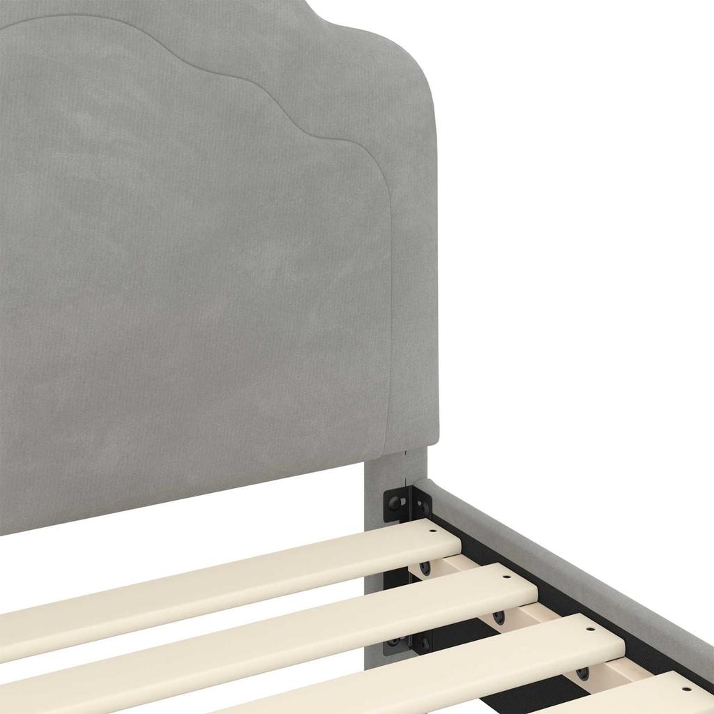Kids Bed Frame with Headboard Light Grey 80 x 200 cm Velvet