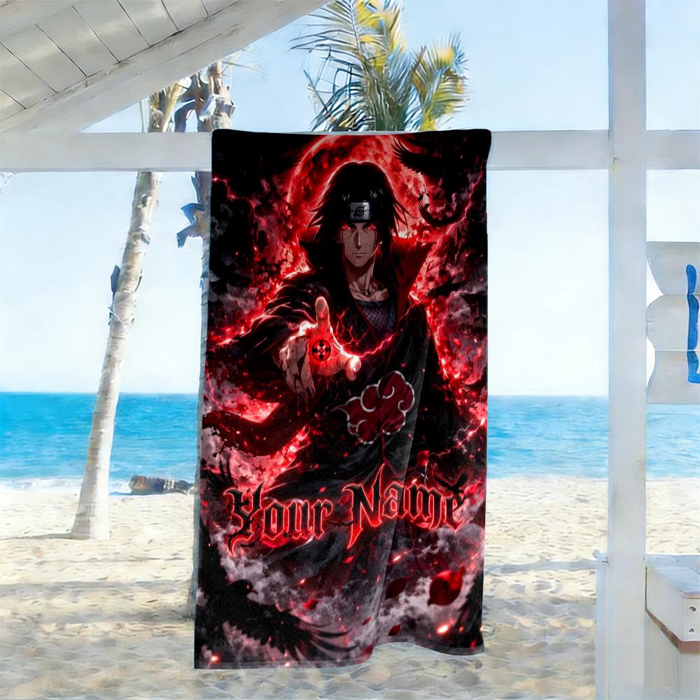 Naruto Character Customized Name Beach Towel Soft Durable Quick-Dry Ideal for Travel Outdoor Swim Pool Yoga Surf Camping Hiking Gym Gift Holiday
