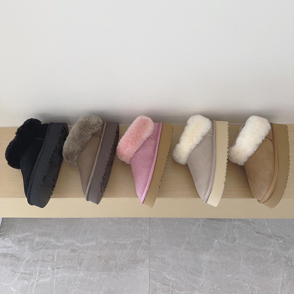 Genuine Leather Women's Suede Snow Boots: Thick-Soled and Warm for Winter