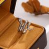 Personalidad Creativa Serpiente Nueva Moda Joyería de Plata de Ley 925 Plata Tailandesa Cobra Cristal Temperamento Anillos Abiertos R162