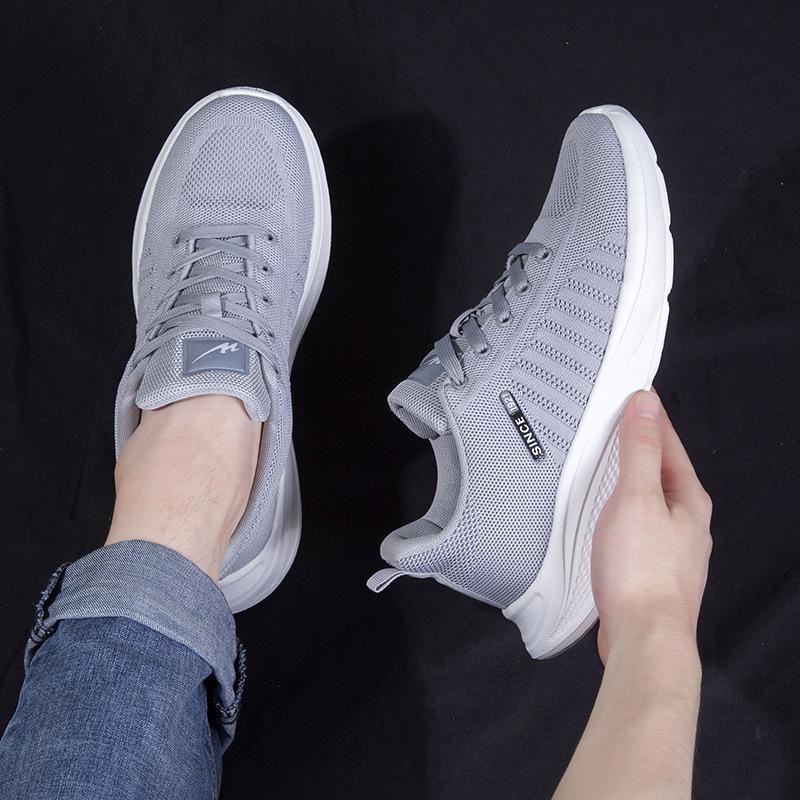 Men'S Shoes Fashion Sports Shoes Breathable Fly-Woven Lace-Up Running Shoes Korean Version Casual Low-Top Trendy Shoes