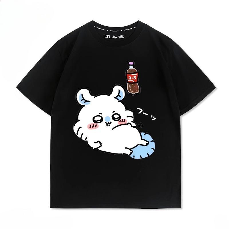 Miniso Cartoon Cute Chiikawa Printed Women Men Short-sleeved T-shirt Summer Casual Fashion Cotton Teenagers Loose Clothes