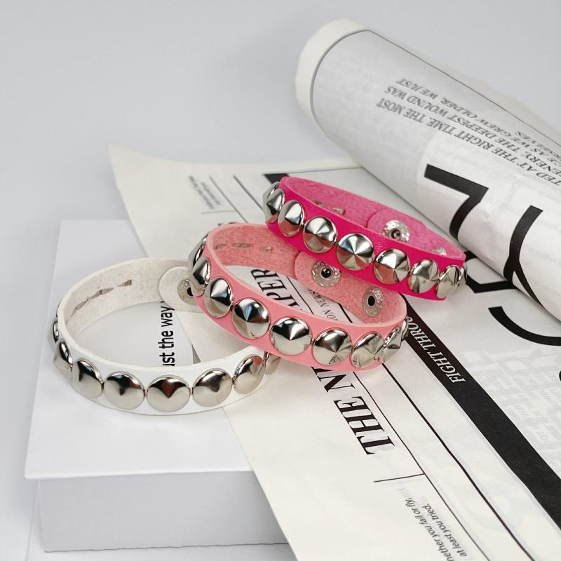 Fashion Punk Rivet Chain Bracelet Spike Leather Rock Style Metal Bracelet Wristbands Unisex Leather Bracelet