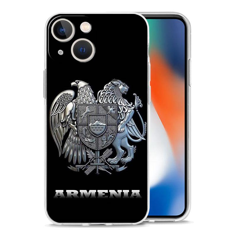 Armenia Armenian Flag Luxury Phone Case For iPhone 14 13 12 11 Pro Max XS X XR SE 7 8 Plus TPU Clear Silicone Lens Protect Cover