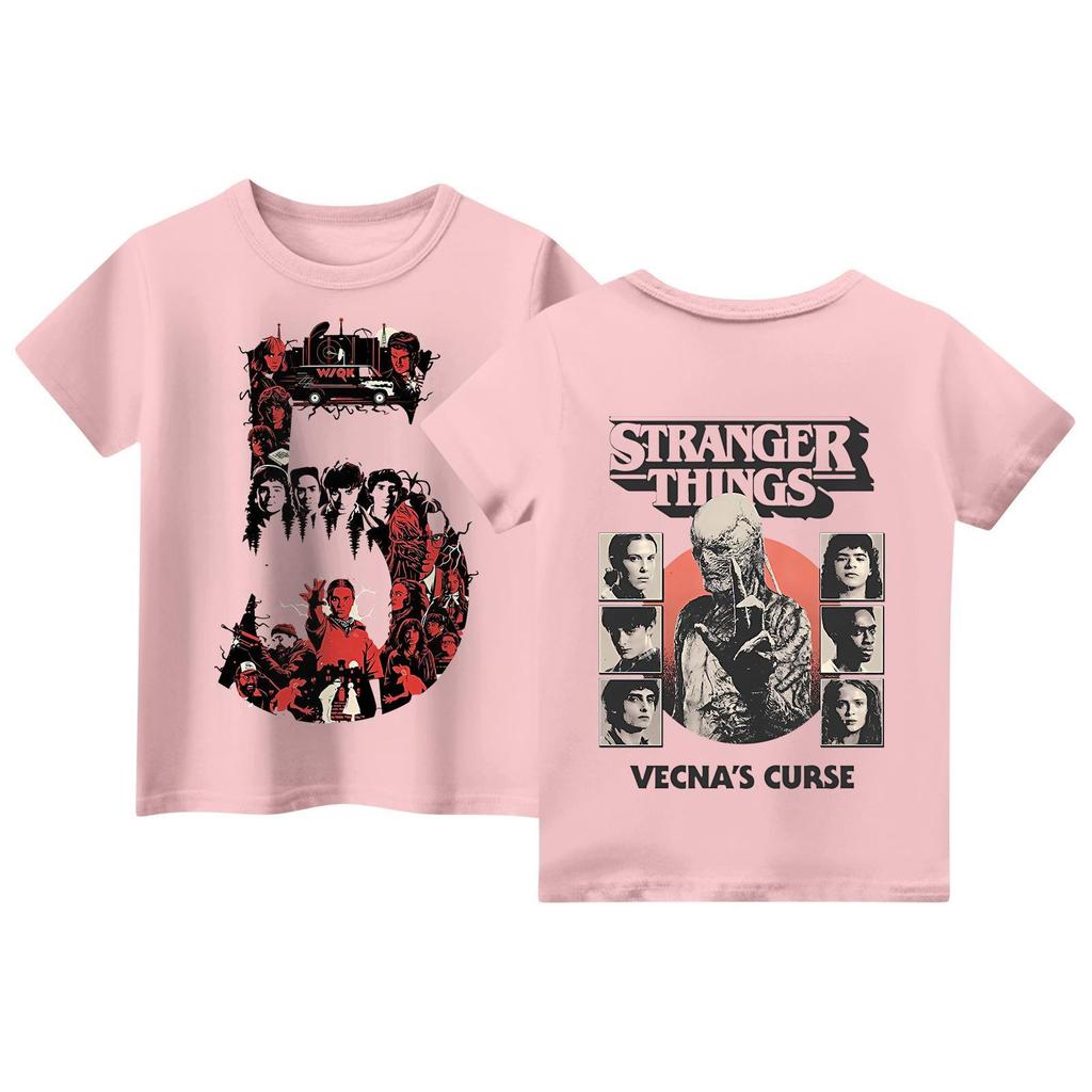 Children's Short Sleeve Tops Casual Print T Shirt Round Neck Pullover Blouse