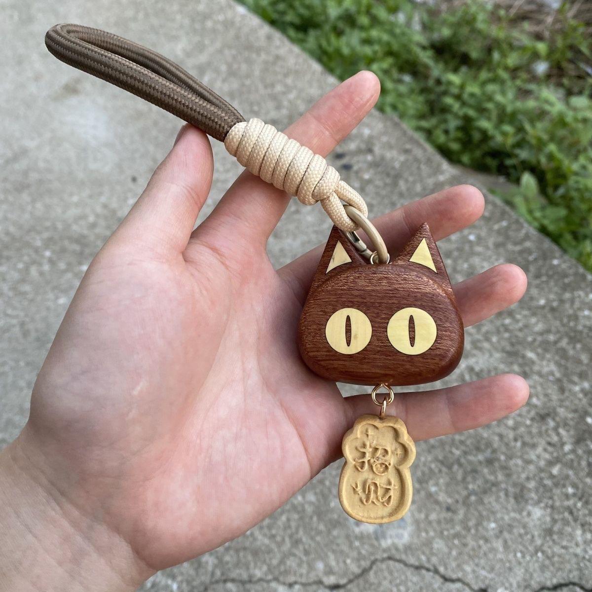 

Деревянный мультяшный кот, подвеска для автомобиля, милый брелок для ключей, подвеска для сумки, подарок, эбеновая подвеска на удачу Lucky Cat
