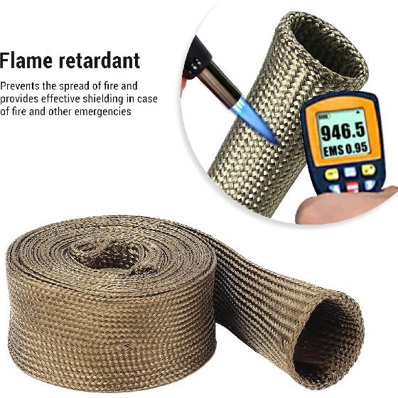 Hose HeatShield Sleeve, 9.8FT Wire Heat Basalt Fiber Fireproof Exhaust Pipe Wrap for Motorcycle and Car, Heat Protectors