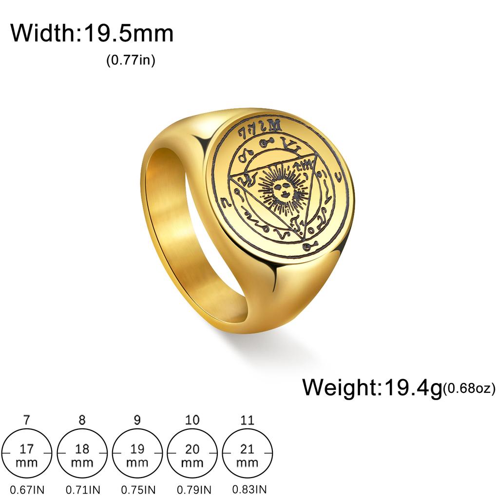 Dreamtimes SUN Triangle Stainless Steel Rings Magic Symbol Charm Kabbalah Amulet Retro Jewelry Gift 19MM Ring