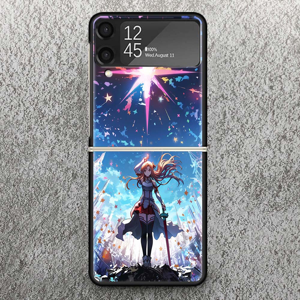 Anime Sword Art Online SAO Print Case For Samsung Galaxy Z Flip 3 4 5 6 7 5G Phone Shell Flip7 Flip6 Flip5 Flip4 Flip3 Pattern C
