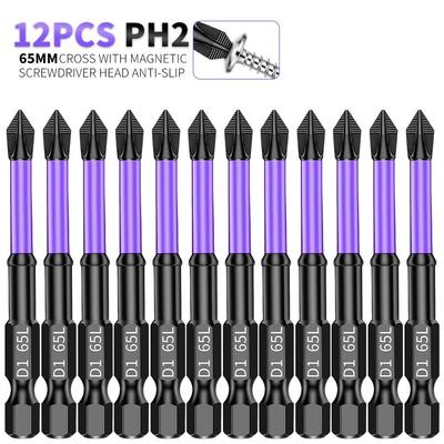 Set di Inserti per Cacciavite Phillips PH2 Magnetici Antiscivolo da 65 mm ad Alta Durabilità e Durezza