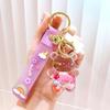 Yousheng Mini Bear Keychain with Pendant Charm Acrylic Metal Bag Charm Wristlet Bracelet Key Ring for Women Girls